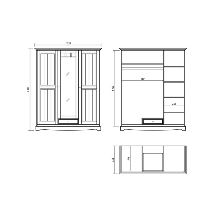 Rosalind Wheeler Aizo 3 Door Solid Wood Wardrobe Wayfair.co.uk